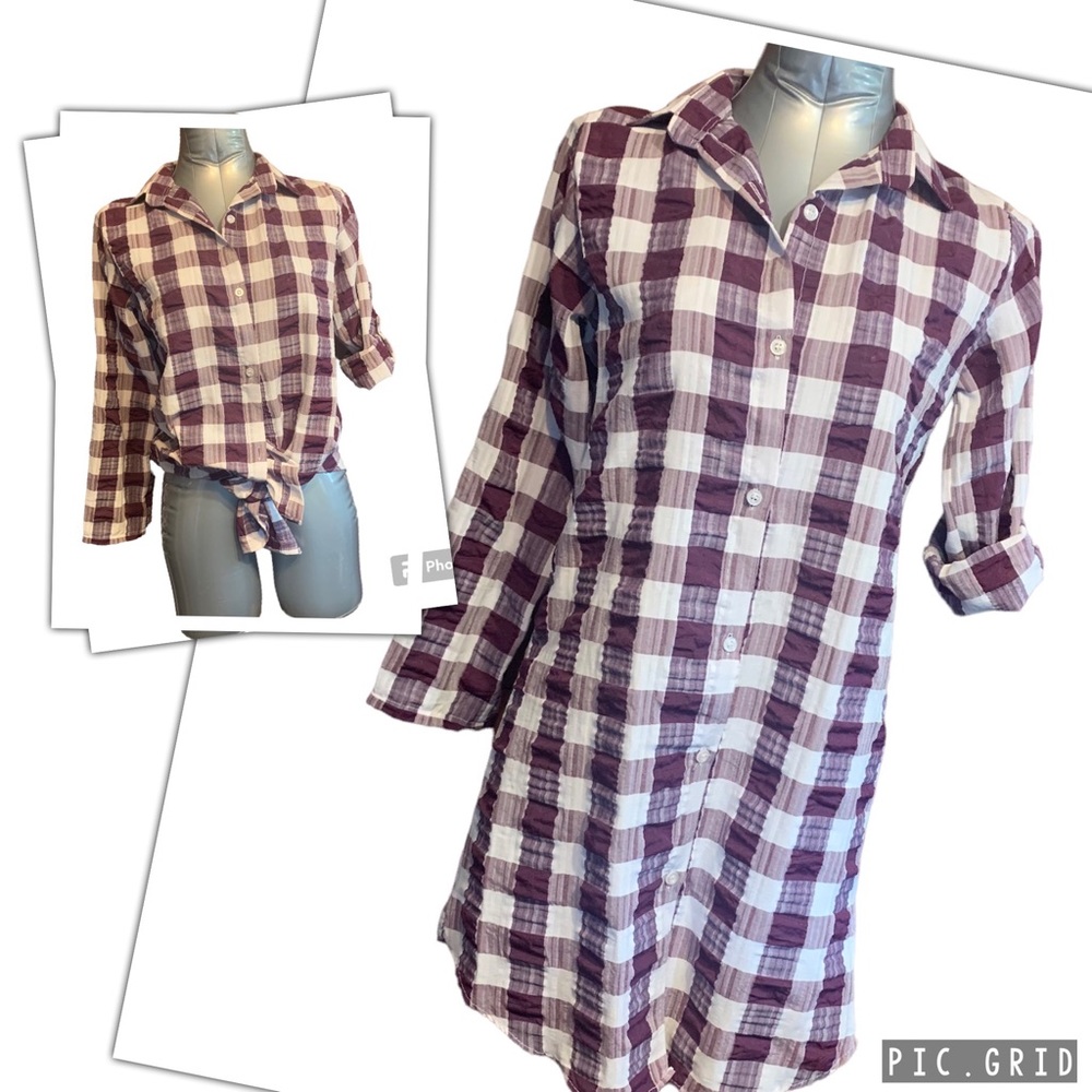 SALE!! Purple check shirt dress EU40M
